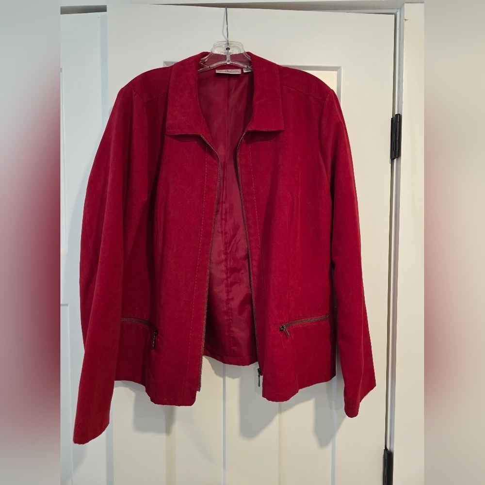 Studio Works Women's Vibrant Red Bomber Jacket - Picture 4 of 9